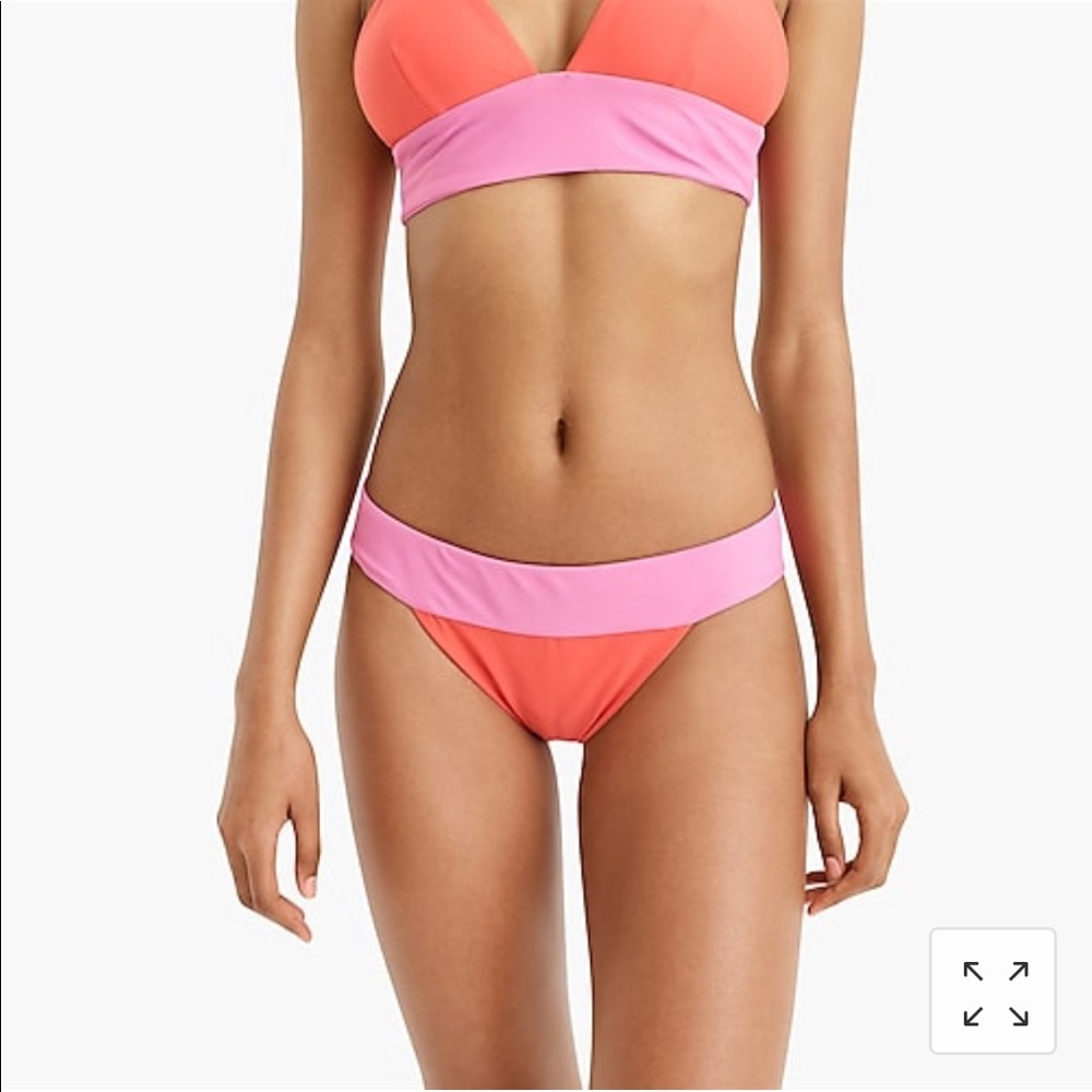 Reversible color blocked bikini bottom.